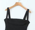Ladies Solid Color Strap Shoulder Short Dress NG158 - SWEETKAMA