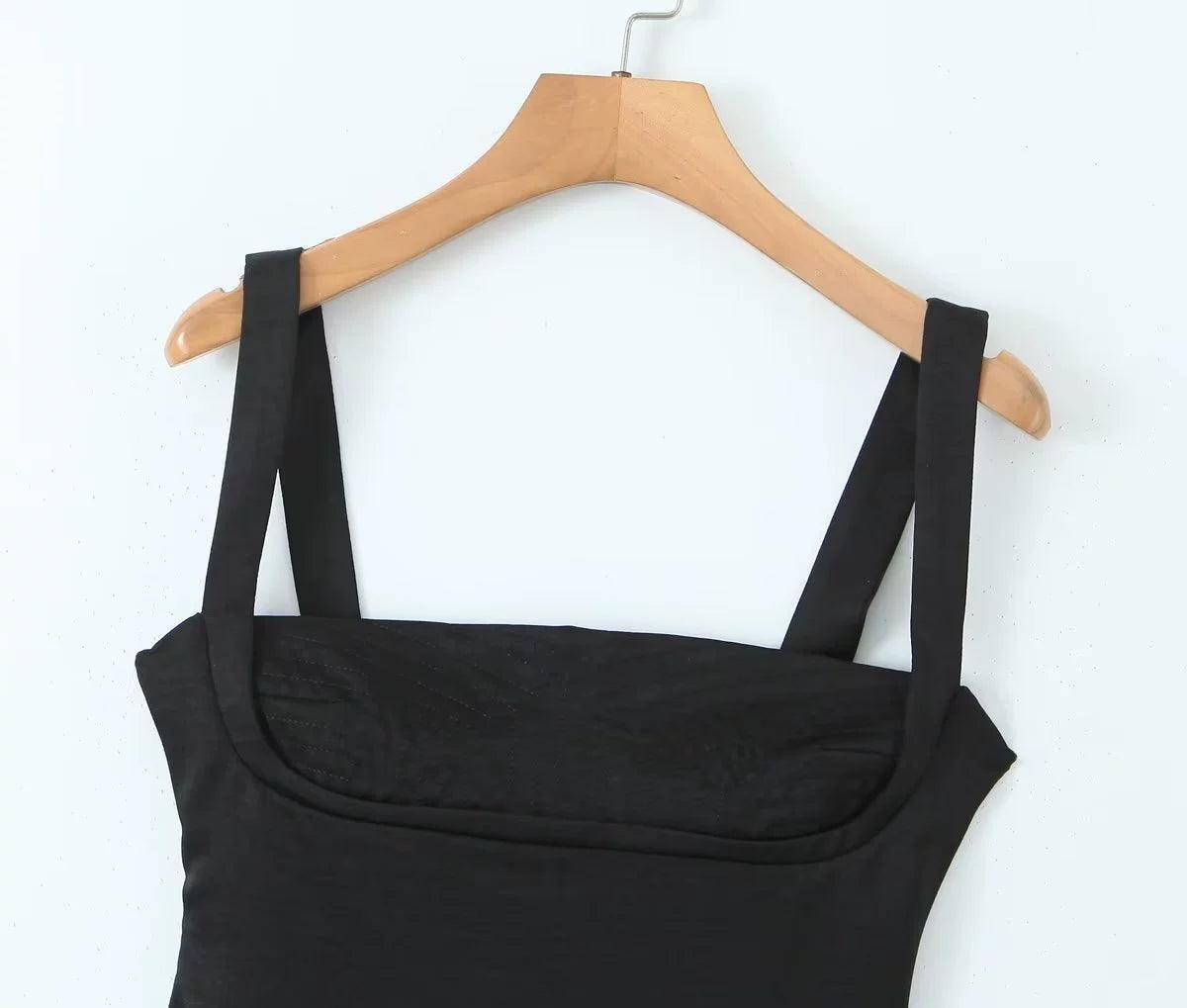 Ladies Solid Color Strap Shoulder Short Dress NG158 - SWEETKAMA