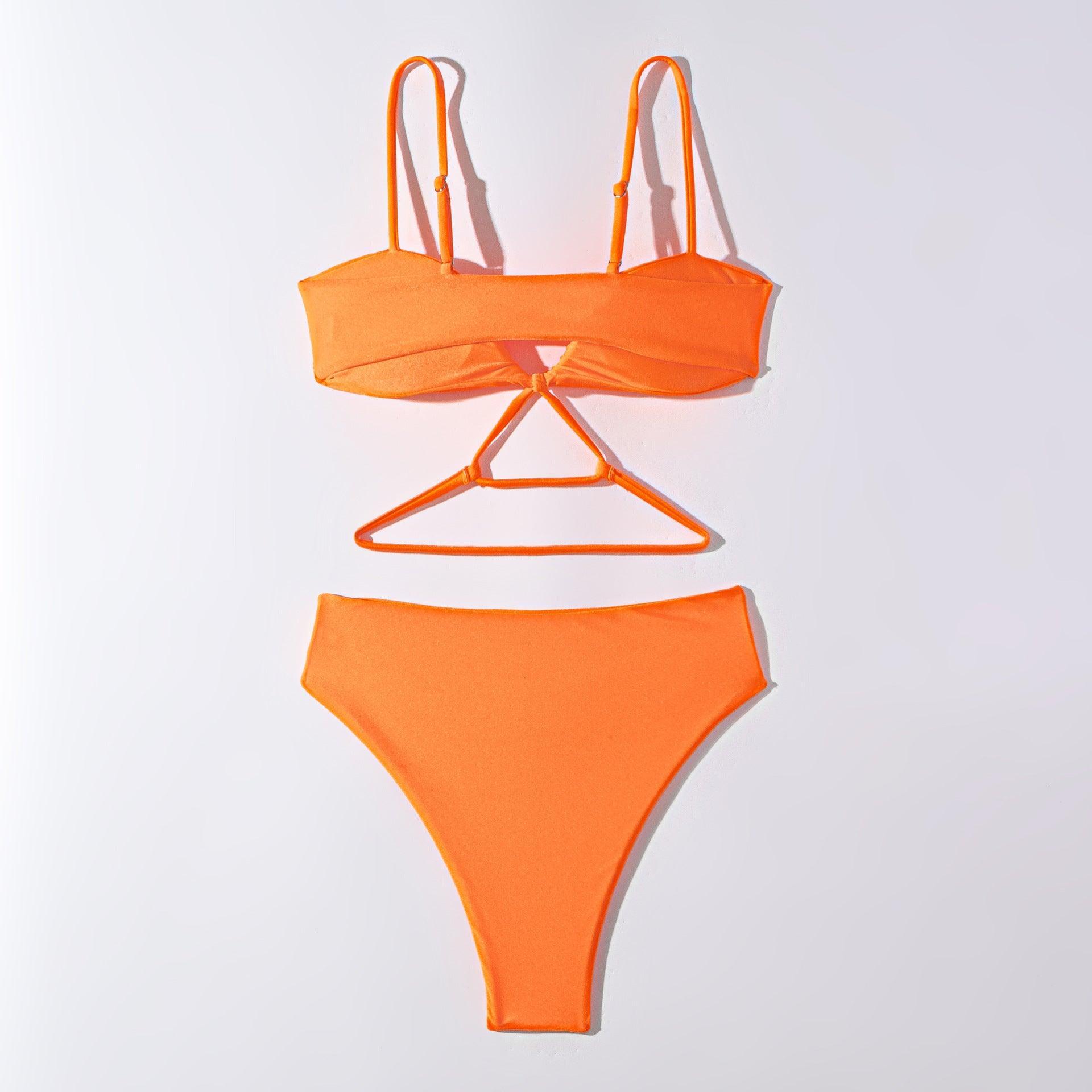 Ladies Solid Color String Straps 2PCS Bikini Set 4038 - SWEETKAMA