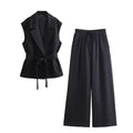 Ladies Solid Color Suit Vest and Pants Sets 7747 - SWEETKAMA