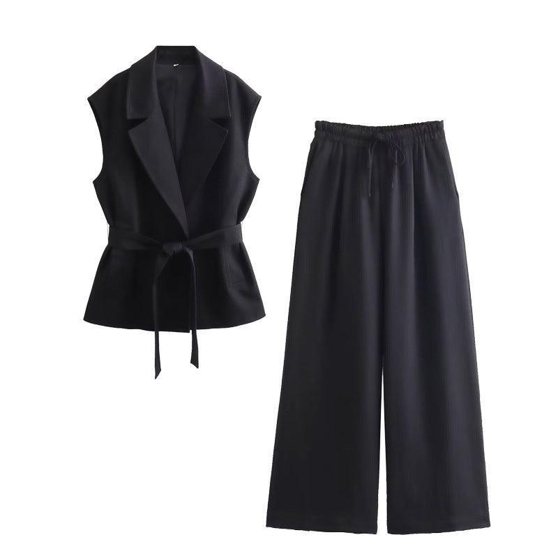 Ladies Solid Color Suit Vest and Pants Sets 7747 - SWEETKAMA