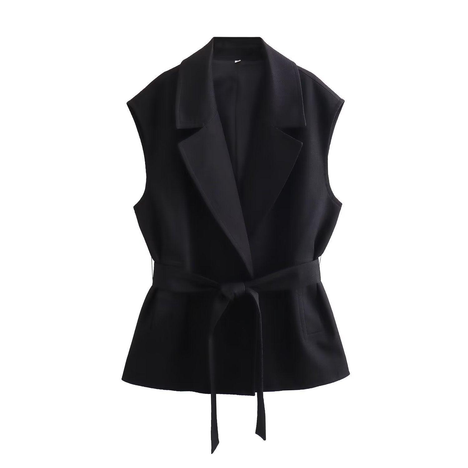 Ladies Solid Color Suit Vest and Pants Sets 7747 - SWEETKAMA