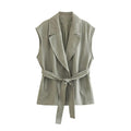 Ladies Solid Color Suit Vest and Pants Sets 7747 - SWEETKAMA
