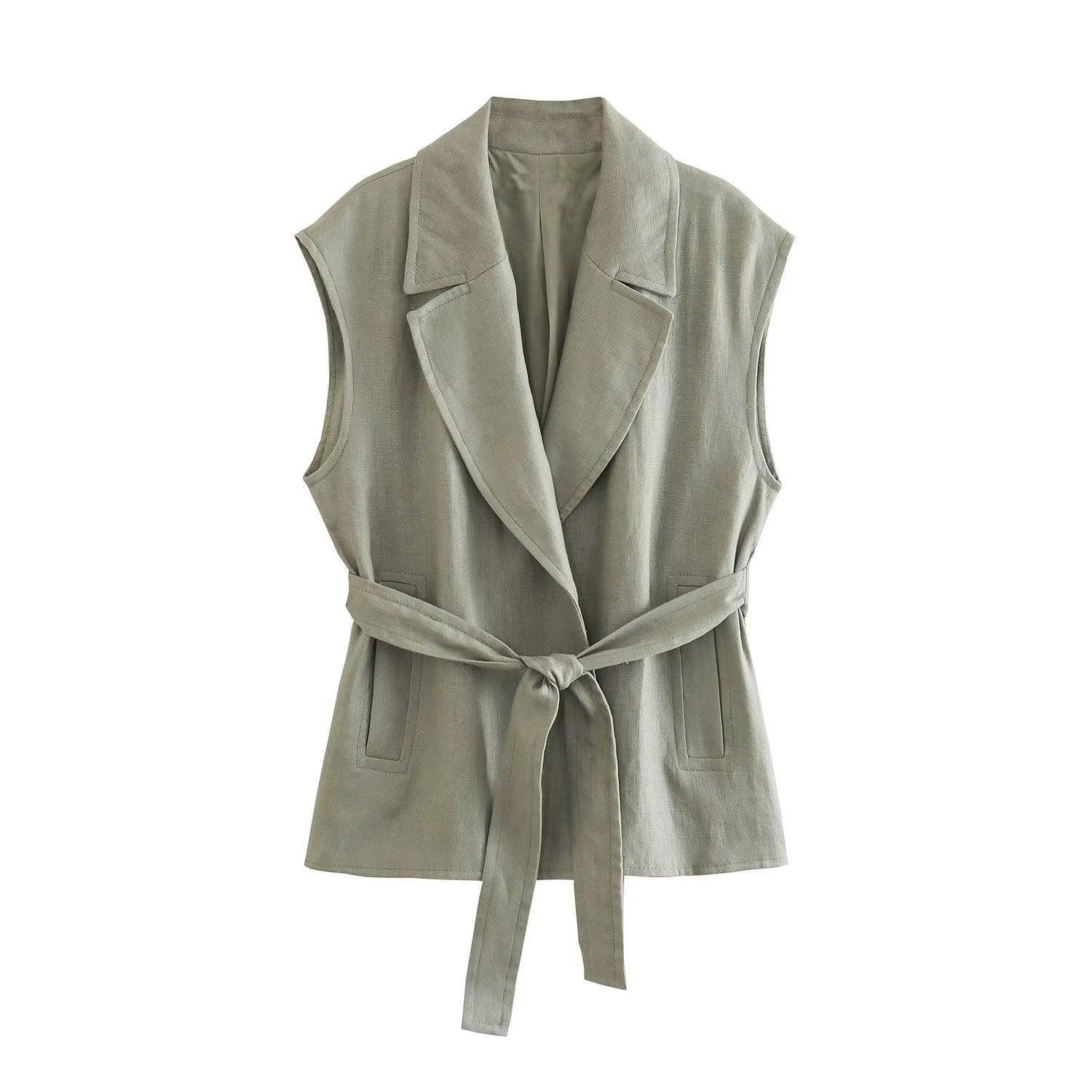 Ladies Solid Color Suit Vest and Pants Sets 7747 - SWEETKAMA
