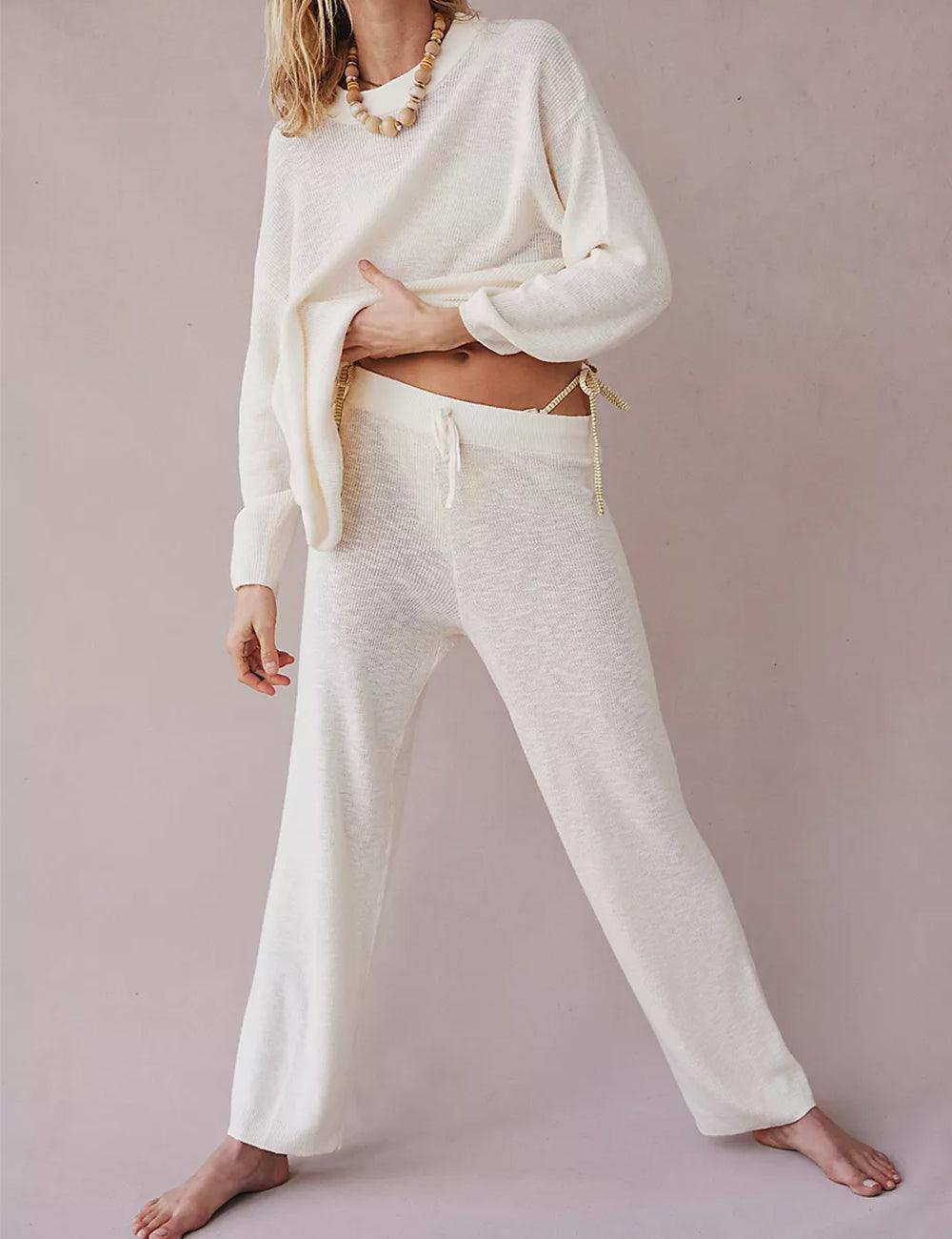 Ladies Solid Color Sweater and Pants Set SKST469 - SWEETKAMA