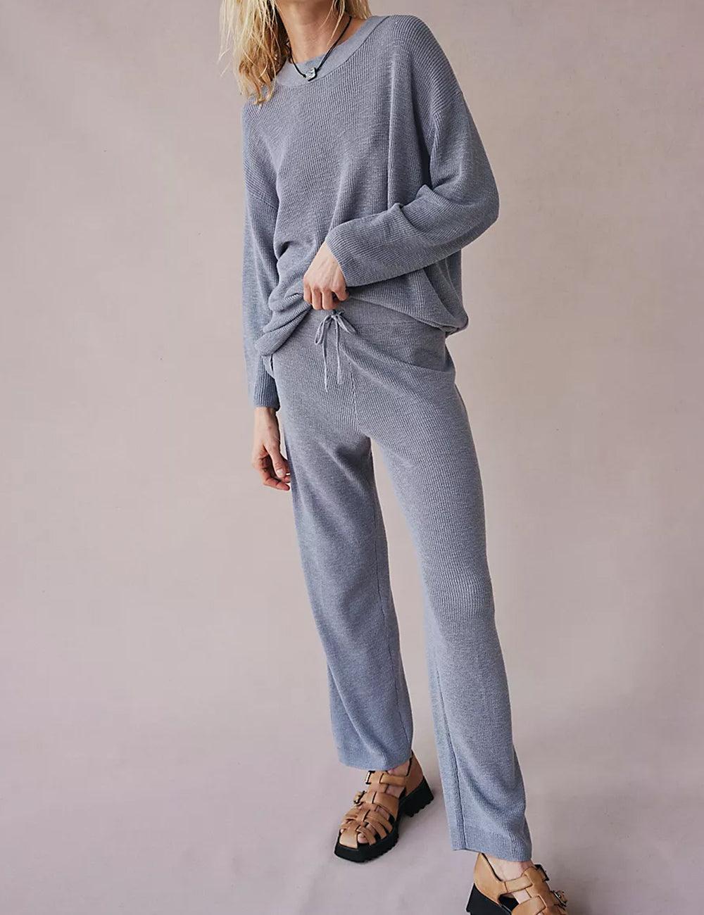 Ladies Solid Color Sweater and Pants Set SKST469 - SWEETKAMA