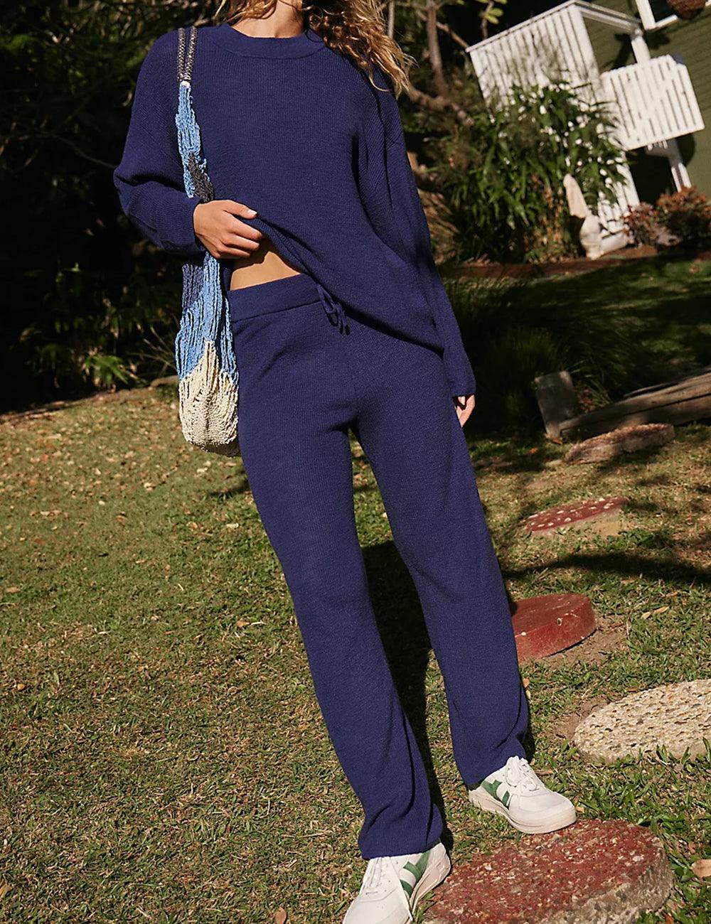 Ladies Solid Color Sweater and Pants Set SKST469 - SWEETKAMA