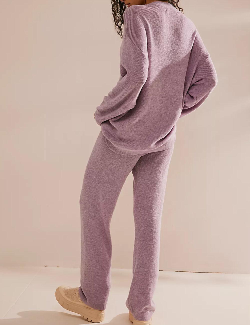 Ladies Solid Color Sweater and Pants Set SKST469 - SWEETKAMA