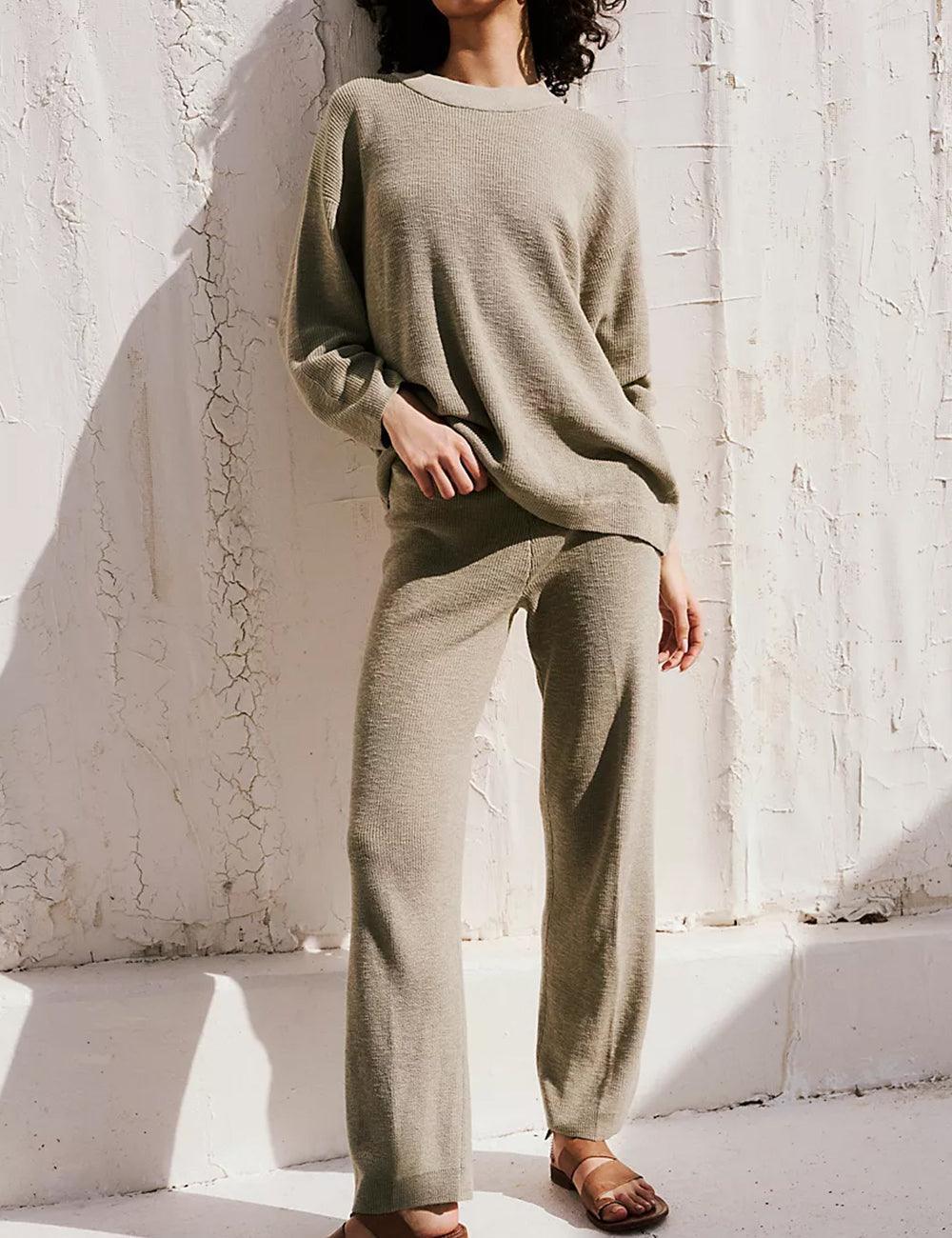 Ladies Solid Color Sweater and Pants Set SKST469 - SWEETKAMA