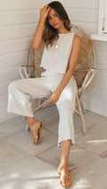 Ladies Solid Color Top and Pant 2PCS Daily Set SKST188 - SWEETKAMA