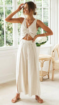 Ladies Solid Color Top and Pant 3PCS Daily Set SKST187 - SWEETKAMA