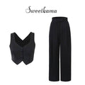 Ladies Solid Color Top and Pant Set Daily Set FKW0609 - SWEETKAMA