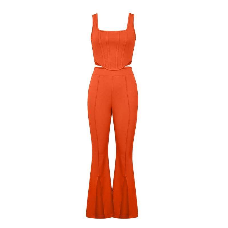 Ladies Solid Color Top and Pant Set Daily Set FY010 - SWEETKAMA