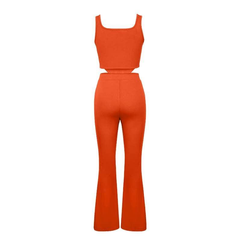 Ladies Solid Color Top and Pant Set Daily Set FY010 - SWEETKAMA