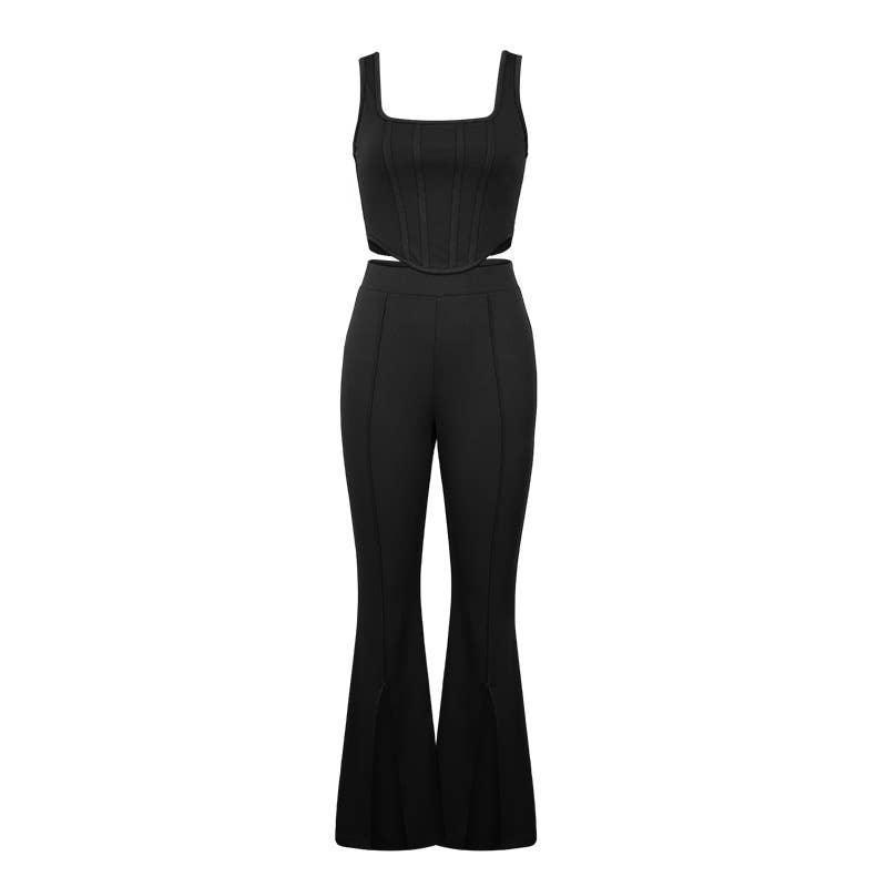 Ladies Solid Color Top and Pant Set Daily Set FY010 - SWEETKAMA