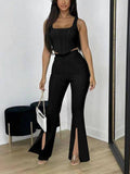 Ladies Solid Color Top and Pant Set Daily Set FY010 - SWEETKAMA