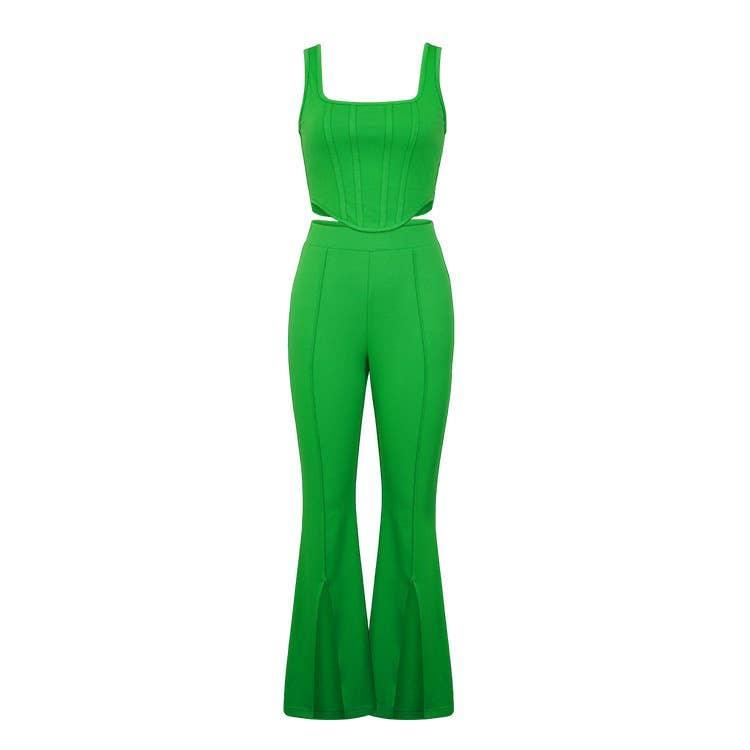 Ladies Solid Color Top and Pant Set Daily Set FY010 - SWEETKAMA