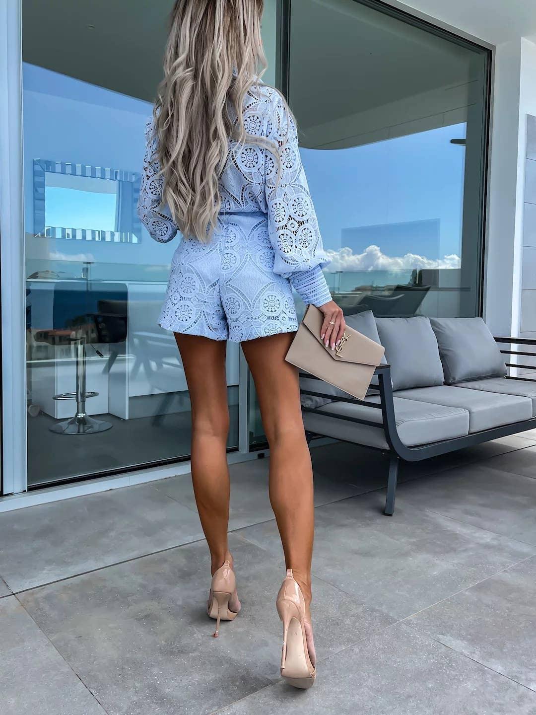 Ladies Solid Color Top and Short Set Daily Set 23014 - SWEETKAMA