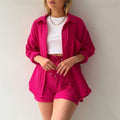 Ladies Solid Color Top and Short Set Daily Set 23109 - SWEETKAMA