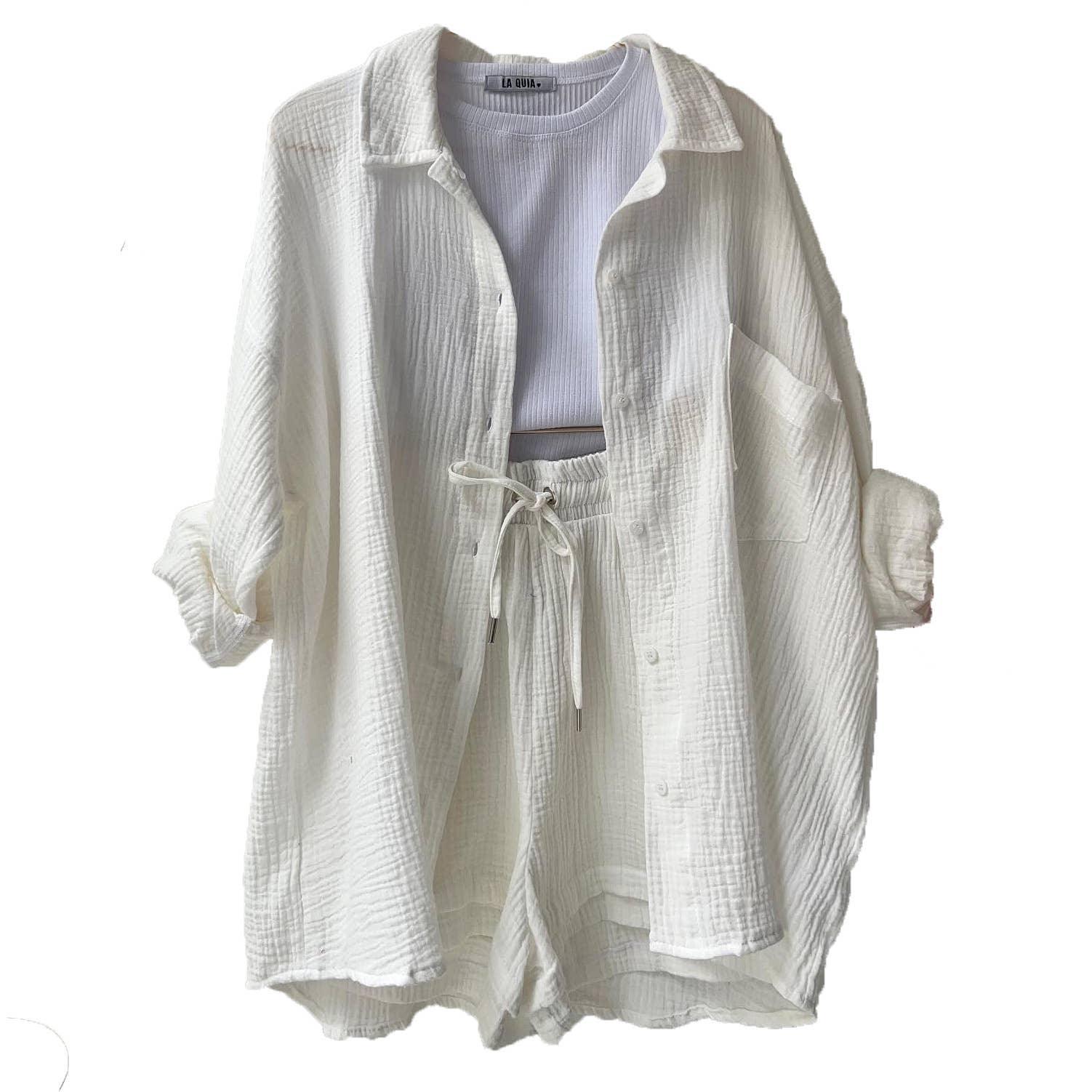 Ladies Solid Color Top and Short Set Daily Set 23109 - SWEETKAMA
