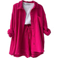 Ladies Solid Color Top and Short Set Daily Set 23109 - SWEETKAMA