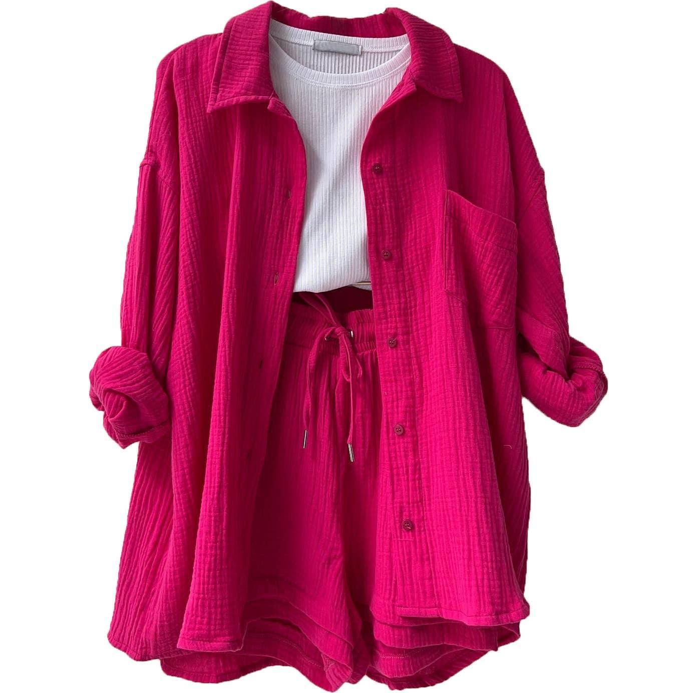 Ladies Solid Color Top and Short Set Daily Set 23109 - SWEETKAMA
