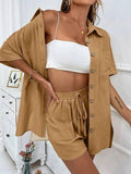 Ladies Solid Color Top and Short Set Daily Set 23123 - SWEETKAMA