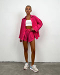 Ladies Solid Color Top and Shorts Daily Set FF230415 - SWEETKAMA