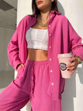 Ladies Solid Color Top Pant 2PCS Set 7395 - SWEETKAMA