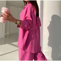 Ladies Solid Color Top Pant 2PCS Set 7395 - SWEETKAMA