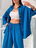 Ladies Solid Color Top Pant 2PCS Set 7395 - SWEETKAMA