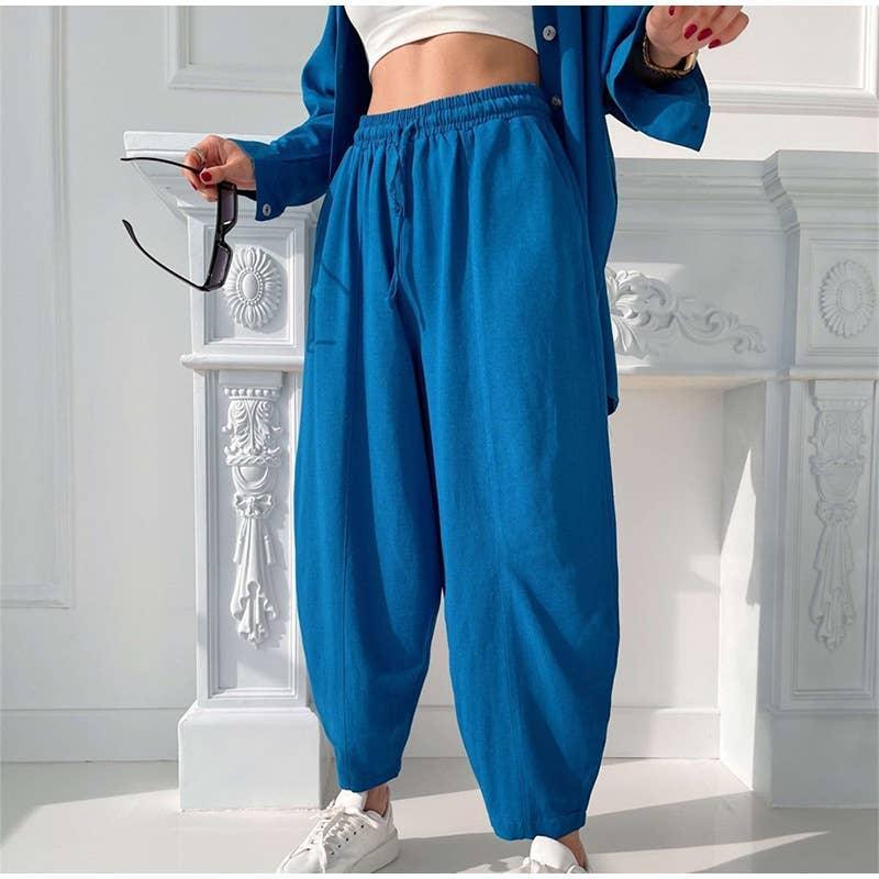 Ladies Solid Color Top Pant 2PCS Set 7395 - SWEETKAMA