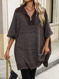 Ladies Solid Color Turndown Collar Knit Top E2391 - SWEETKAMA