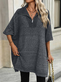 Ladies Solid Color Turndown Collar Knit Top E2391 - SWEETKAMA
