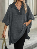 Ladies Solid Color Turndown Collar Knit Top E2391 - SWEETKAMA