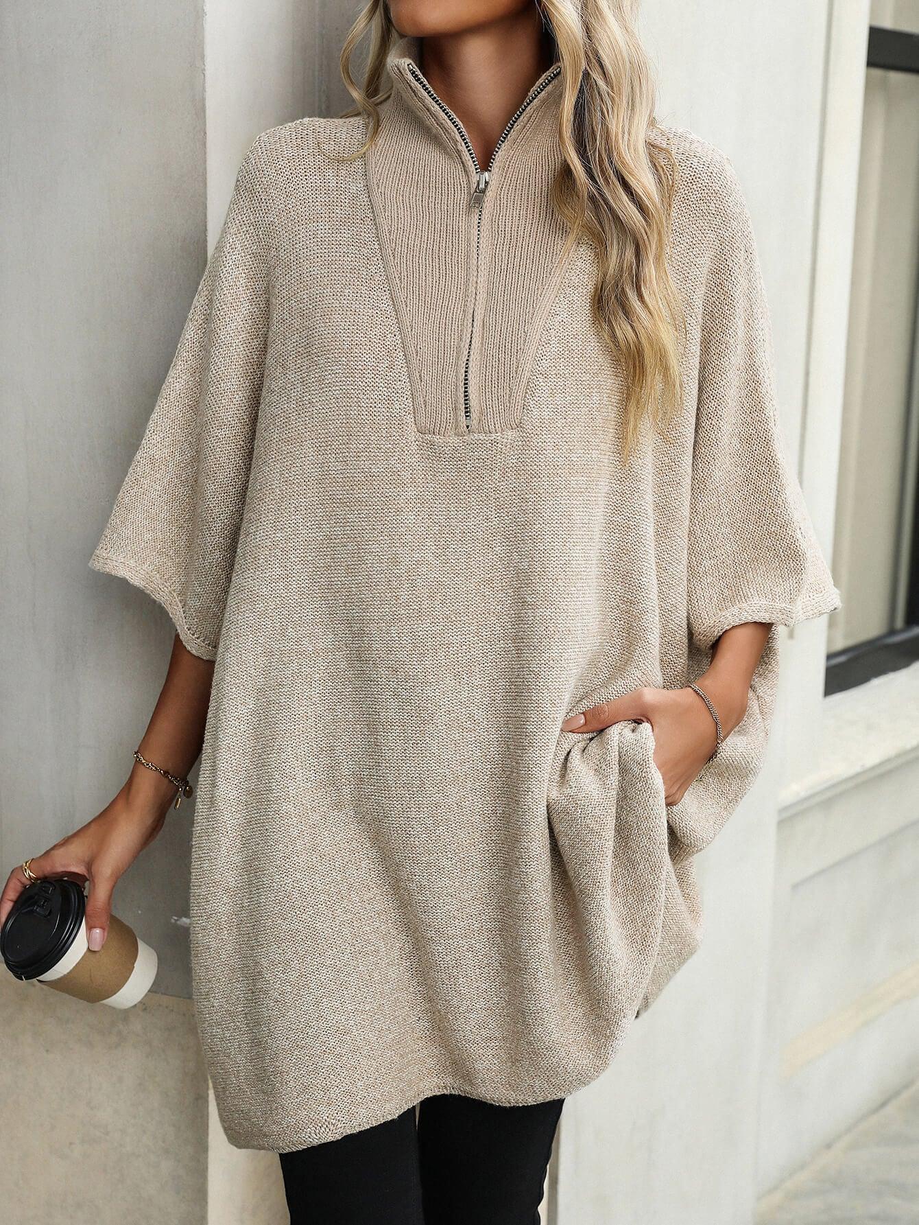Ladies Solid Color Turndown Collar Knit Top E2391 - SWEETKAMA
