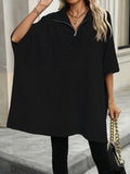 Ladies Solid Color Turndown Collar Knit Top E2391 - SWEETKAMA