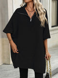 Ladies Solid Color Turndown Collar Knit Top E2391 - SWEETKAMA