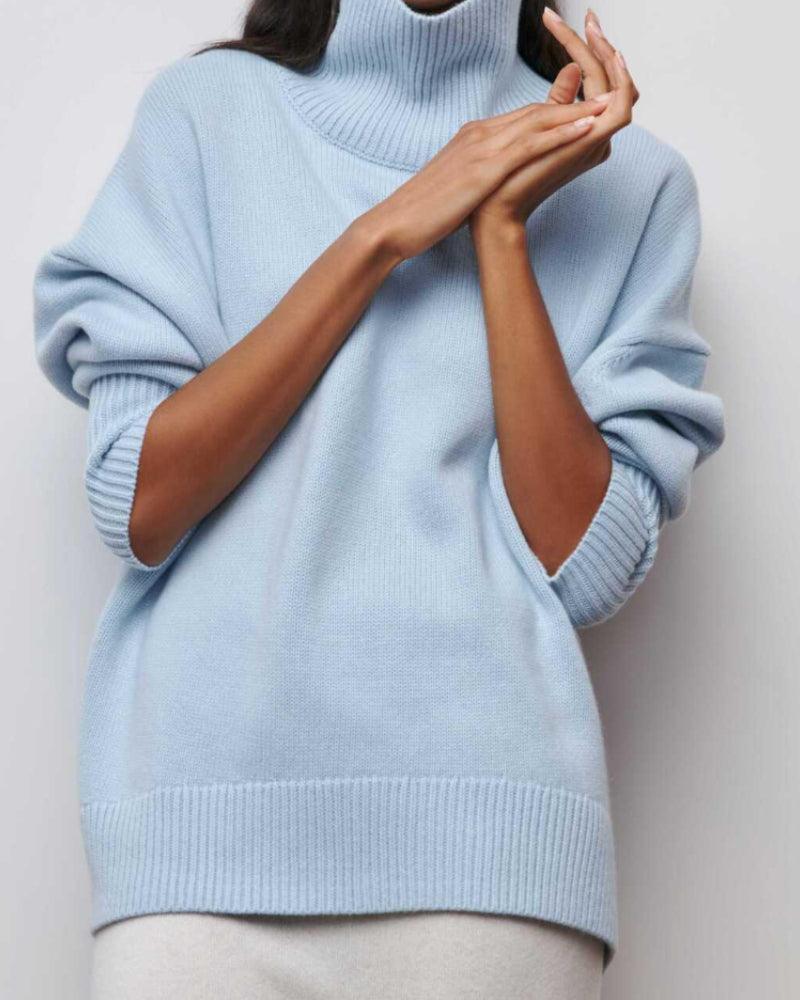 Ladies Solid Color Turtleneck Knit Sweater 5605-后续发布 - SWEETKAMA