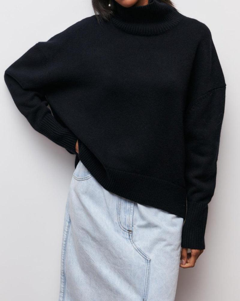 Ladies Solid Color Turtleneck Knit Sweater 5605-后续发布 - SWEETKAMA