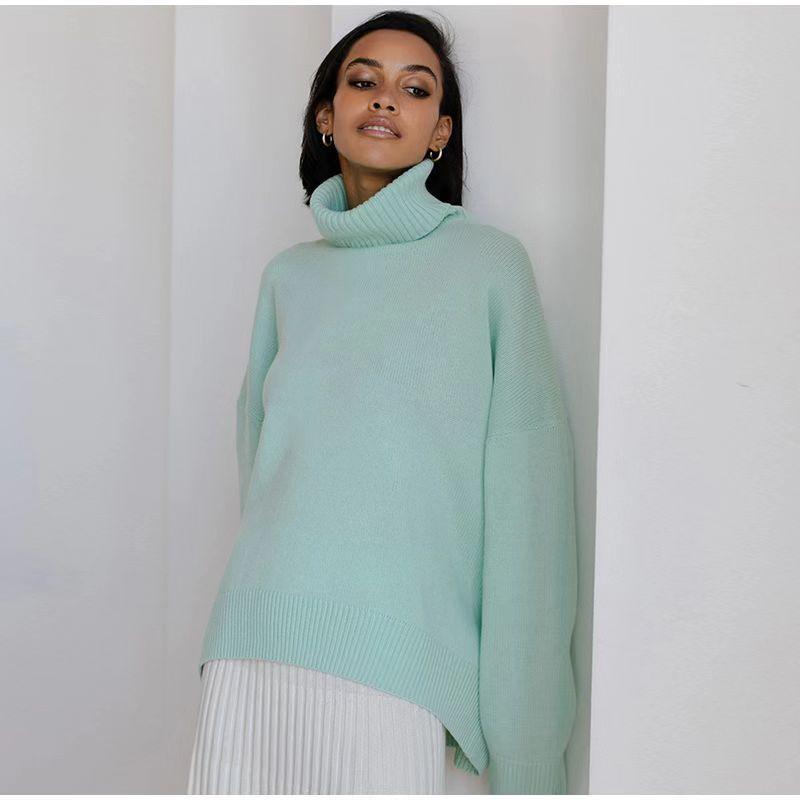 Ladies Solid Color Turtleneck Knit Sweater W003 - SWEETKAMA