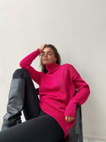Ladies Solid Color Turtleneck Knit Sweater W003 - SWEETKAMA