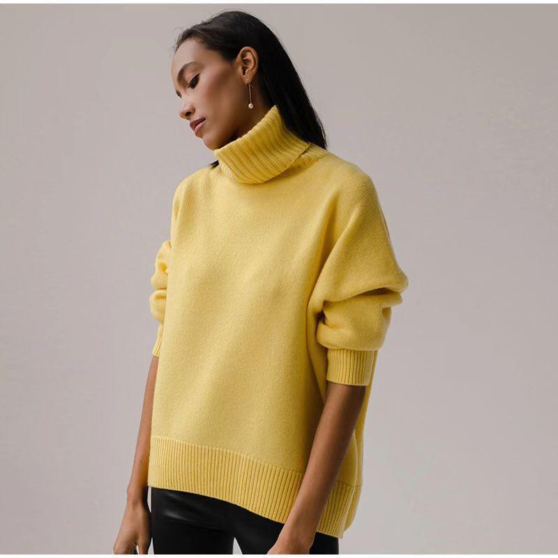 Ladies Solid Color Turtleneck Knit Sweater W003 - SWEETKAMA