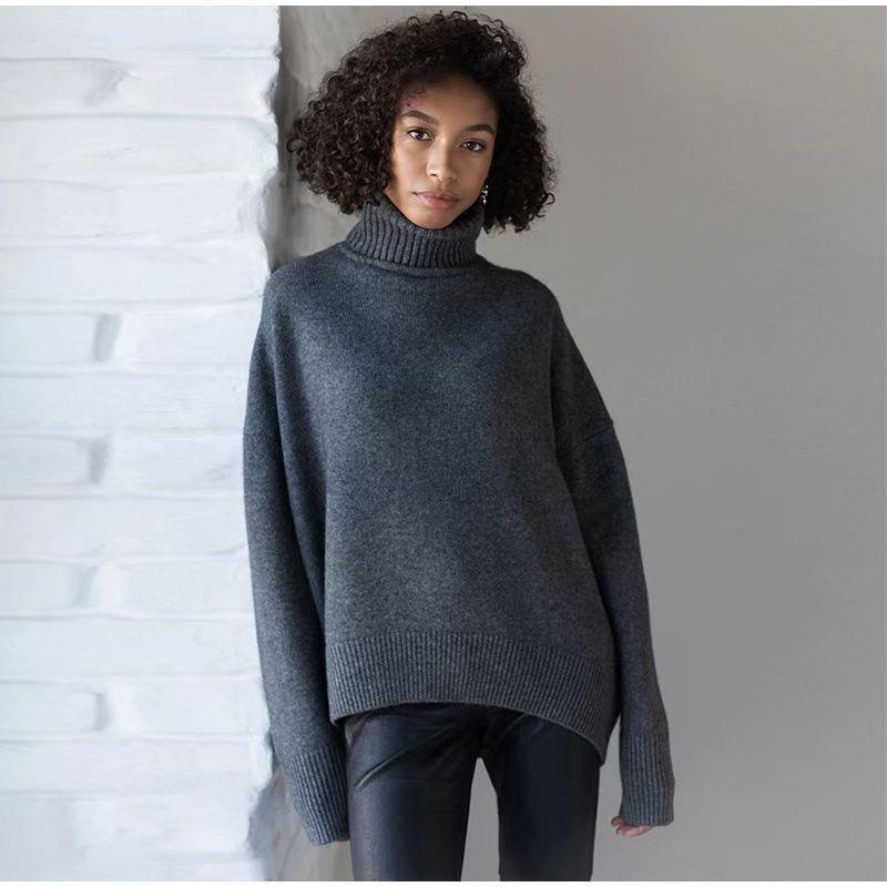 Ladies Solid Color Turtleneck Knit Sweater W003 - SWEETKAMA