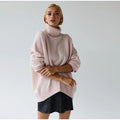 Ladies Solid Color Turtleneck Knit Sweater W003 - SWEETKAMA