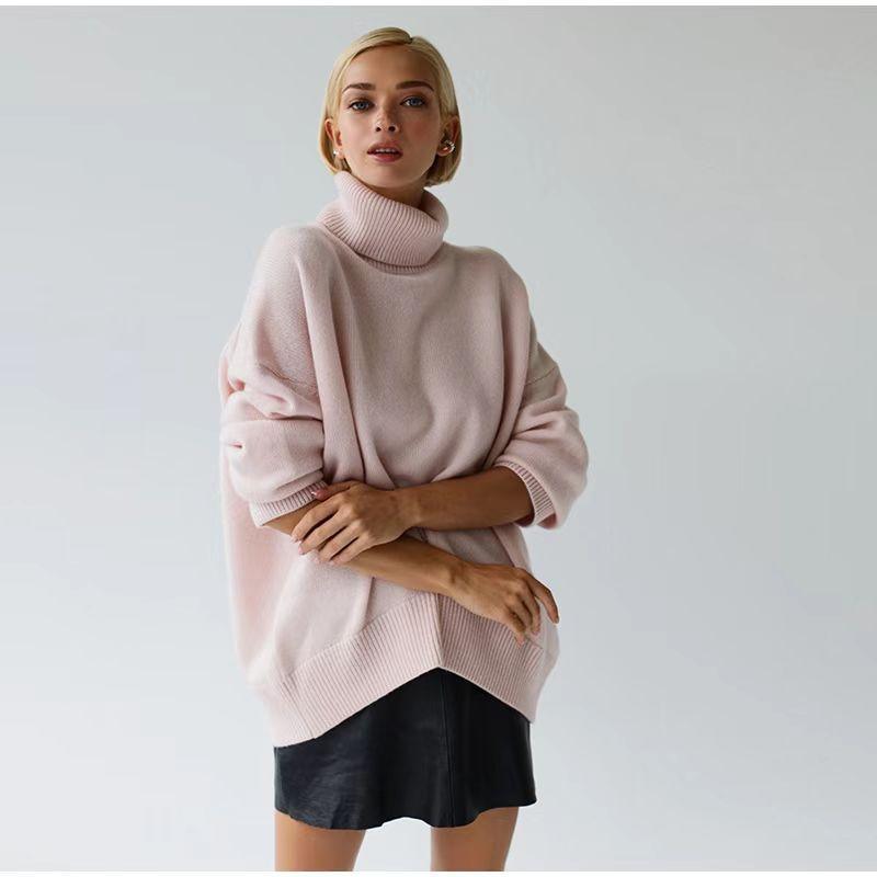 Ladies Solid Color Turtleneck Knit Sweater W003 - SWEETKAMA