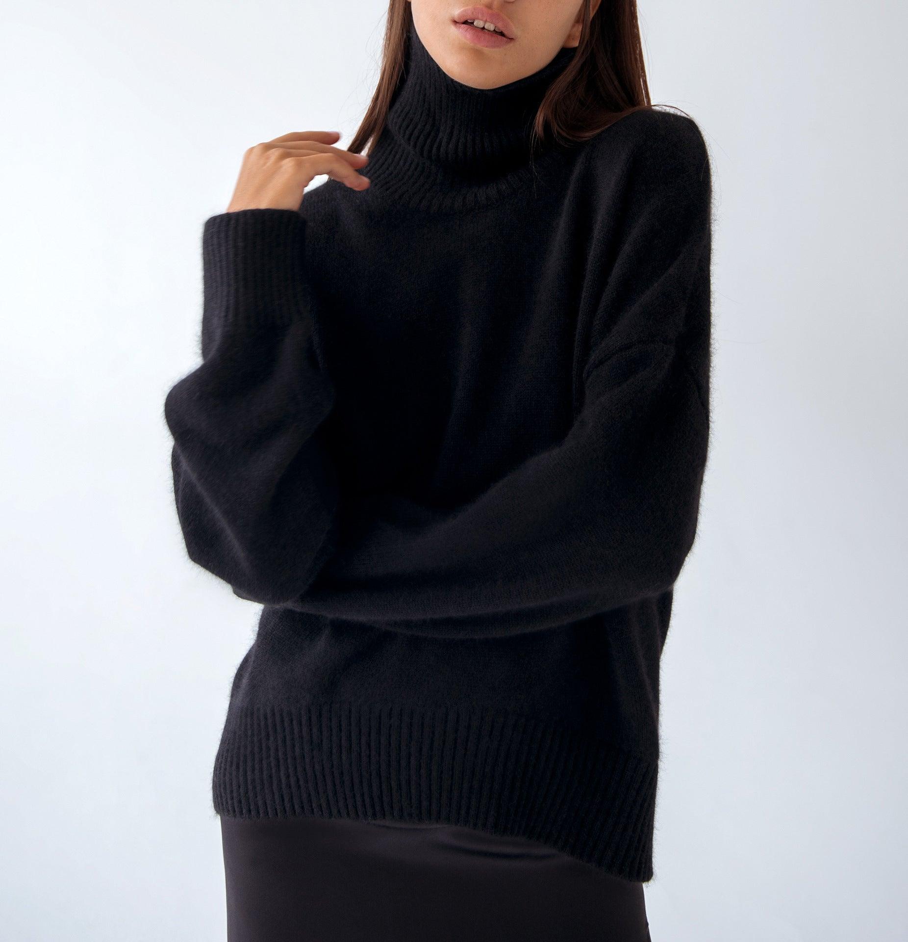 Ladies Solid Color Turtleneck Knit Sweater W003 - SWEETKAMA