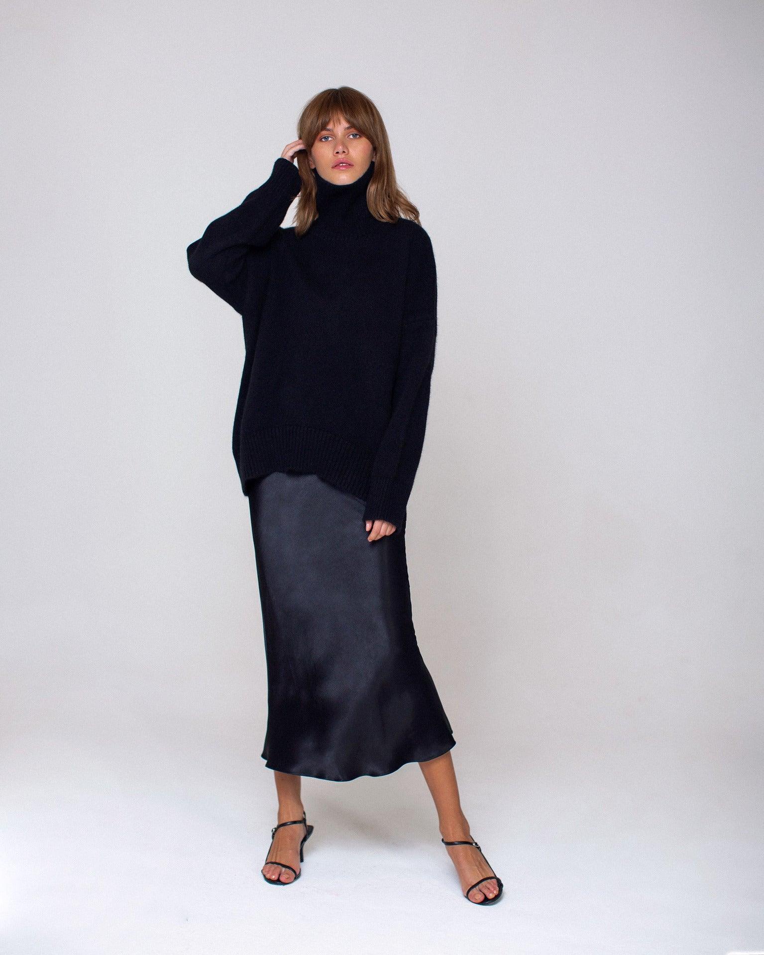 Ladies Solid Color Turtleneck Knit Sweater W003 - SWEETKAMA