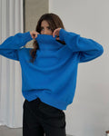 Ladies Solid Color Turtleneck Knit Sweater W003 - SWEETKAMA