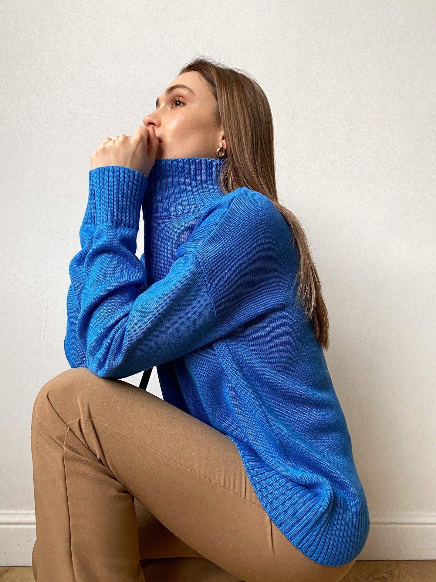 Ladies Solid Color Turtleneck Knit Sweater W003 - SWEETKAMA